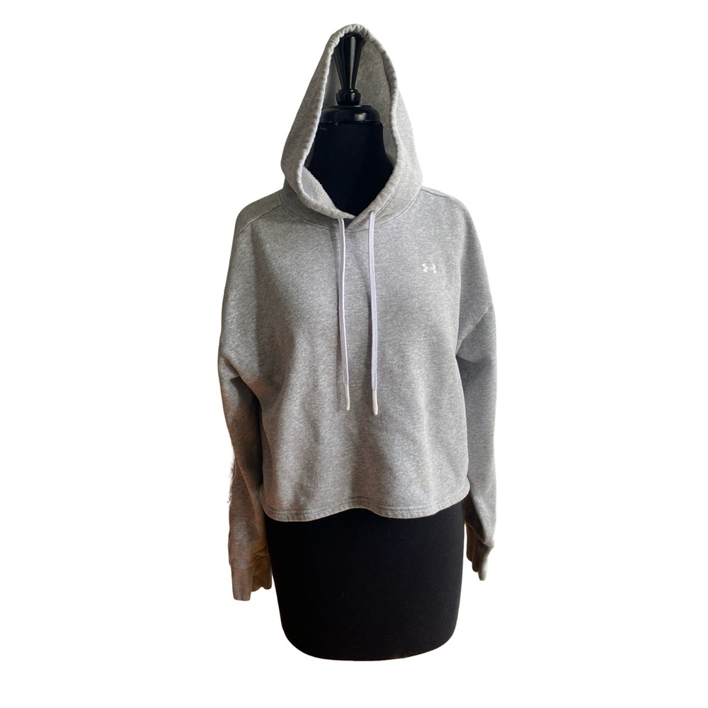 Under Armour UA Rival Fleece Hoodie Grey Women’s M Loose Fit Style 1366953 EUC